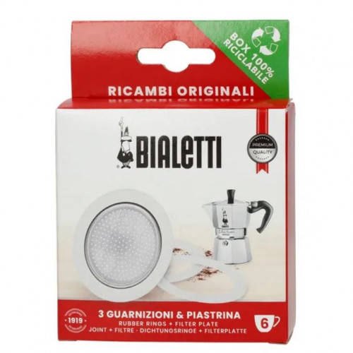 Bialetti 3x tesnenie + filter alu 6 šálok