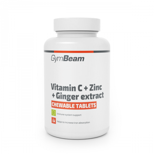 GymBeam Vitamín C+Zinok+Zázvor na cmúľanie, 90tab.